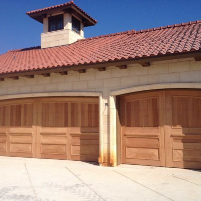 20x8 and 10x8 custom wood mahogany garage doors