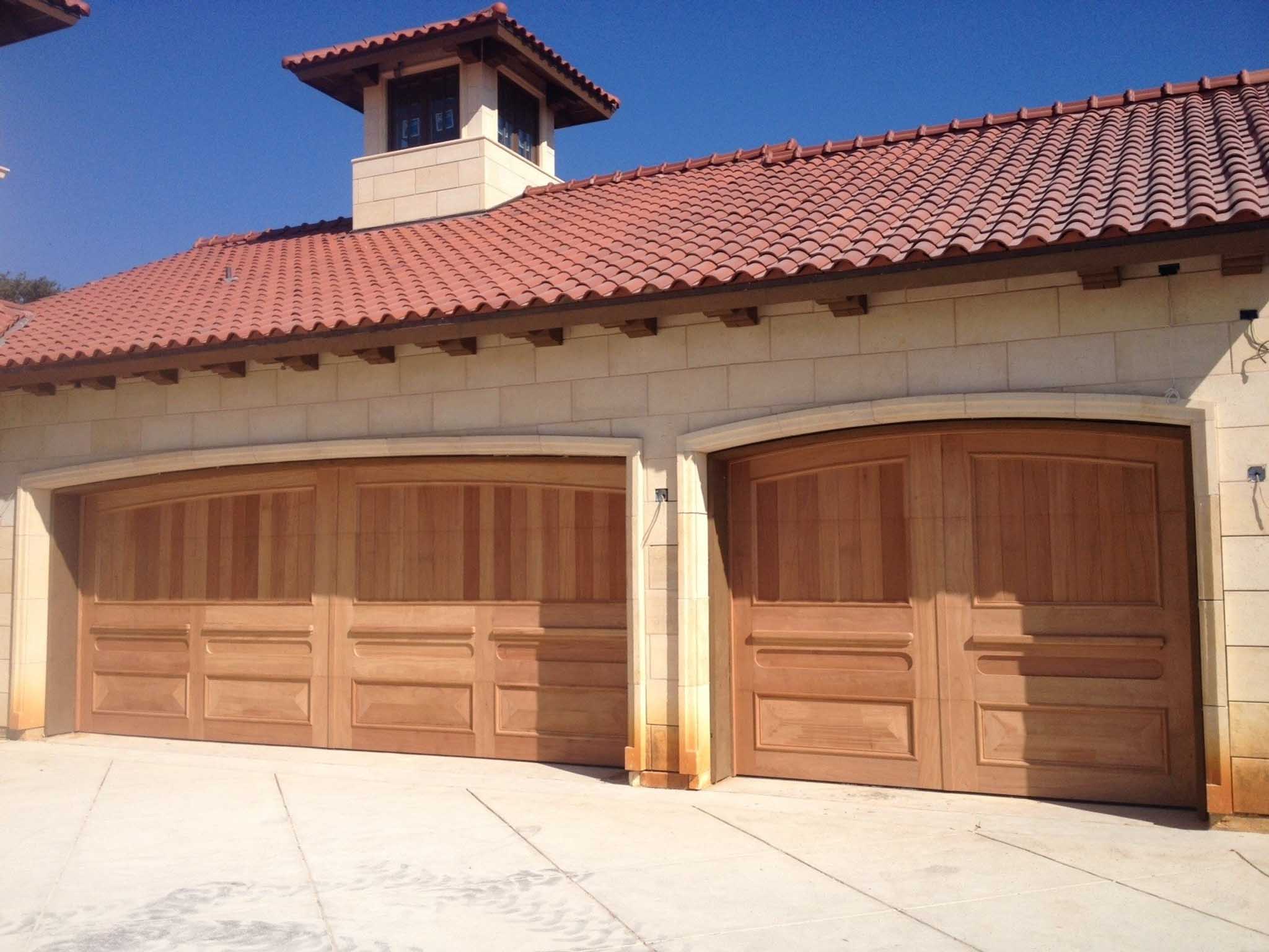 20x8 and 10x8 custom wood mahogany garage doors