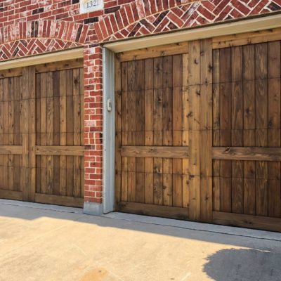 8x7 cedar garage doors stained brown