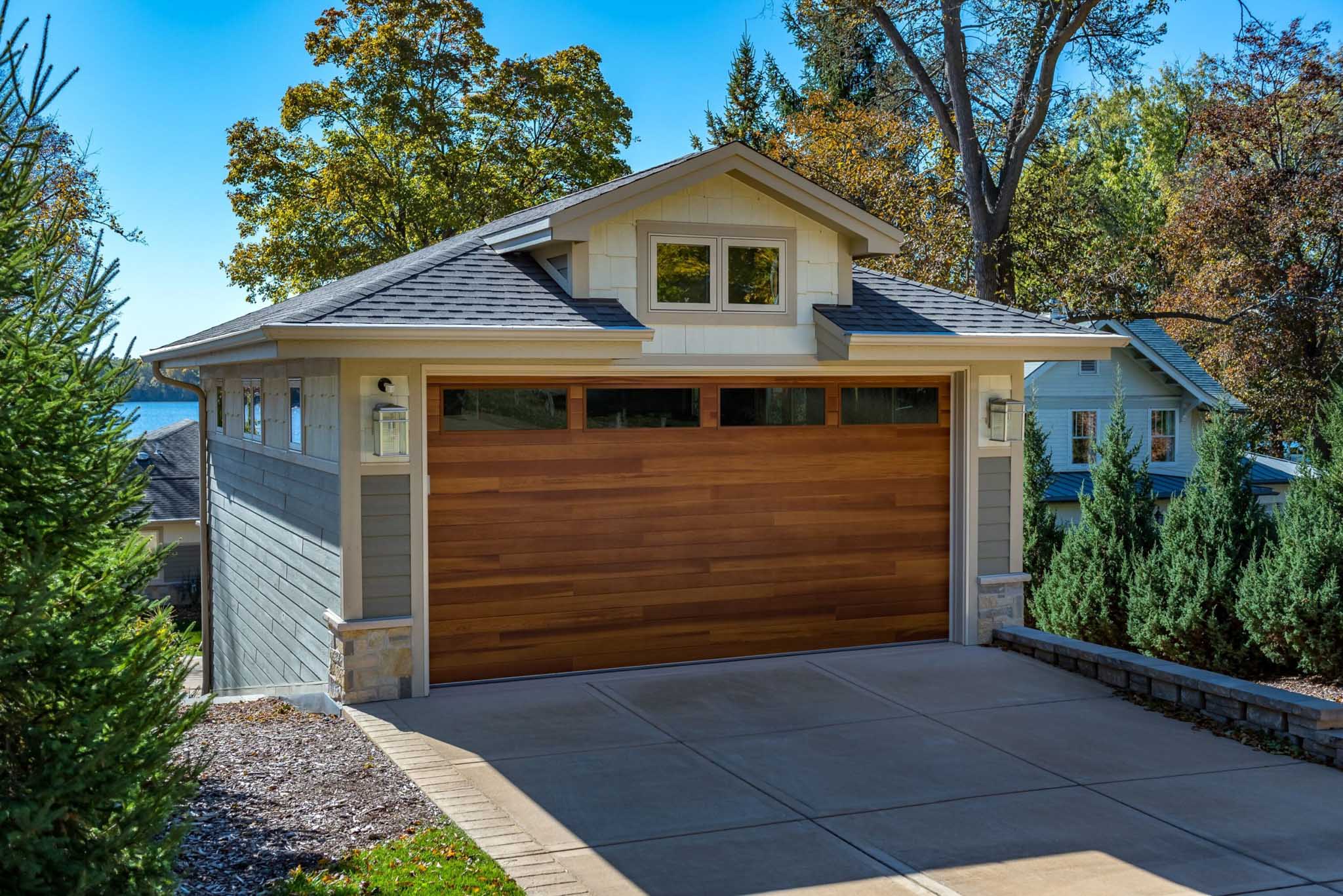 chi plank garage door cedar color