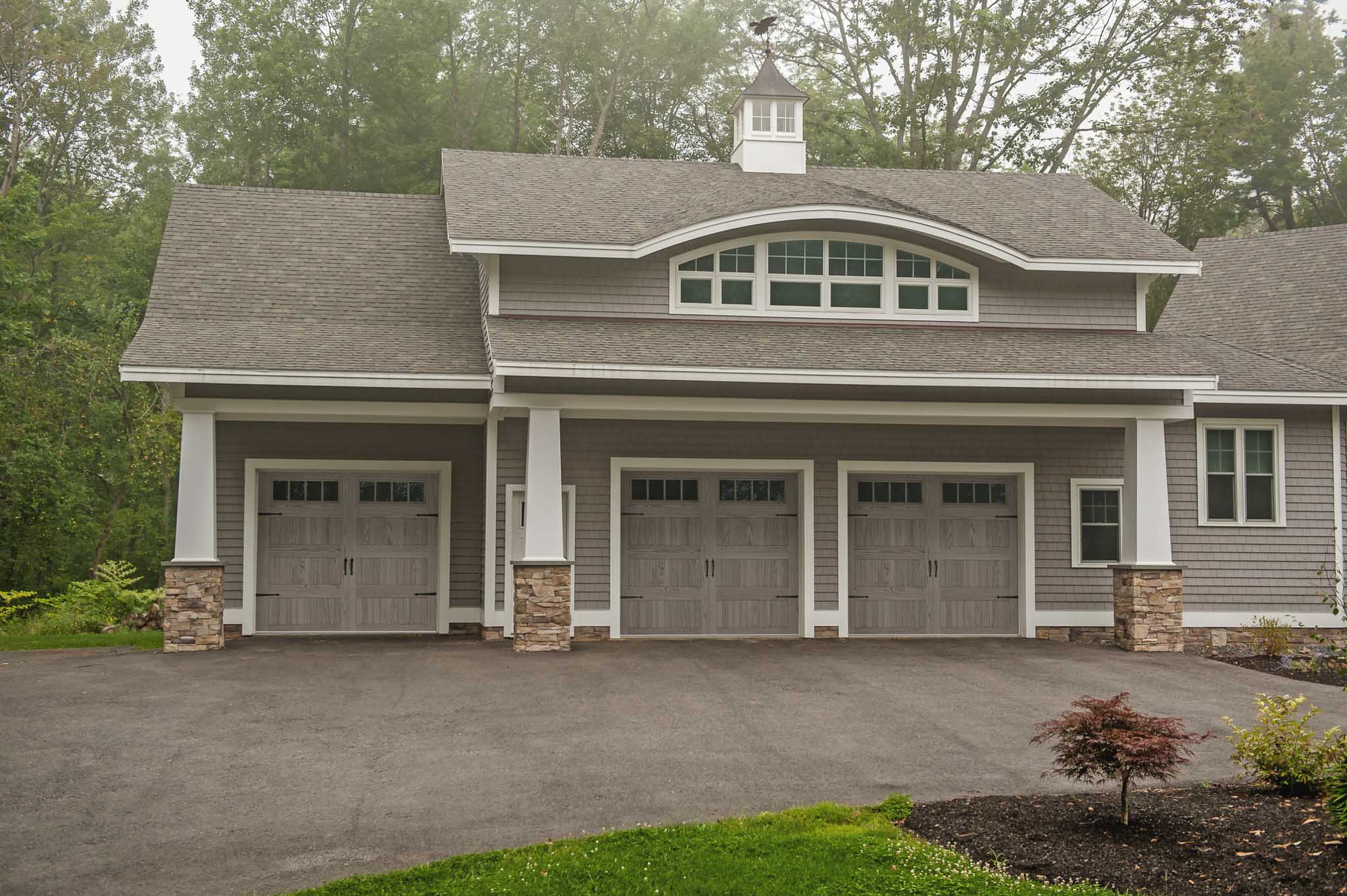 grey wood look garage doors