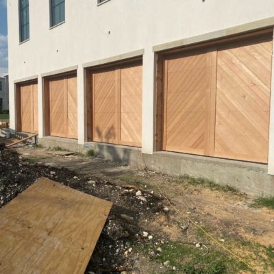 unfinished chevron fir wood garage doors