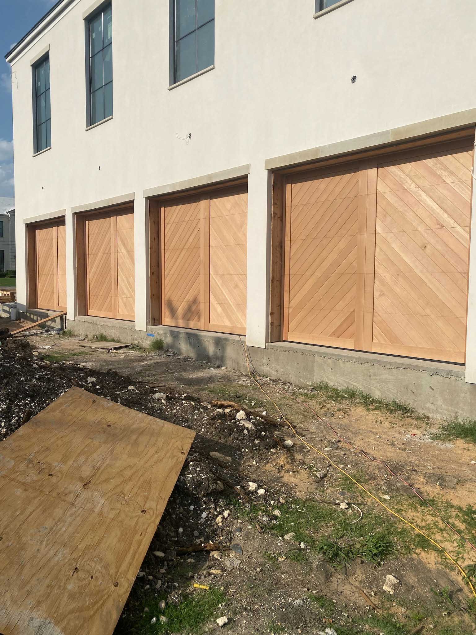 unfinished chevron fir wood garage doors
