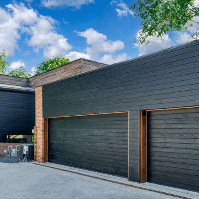 modern horizontal plank garage doors