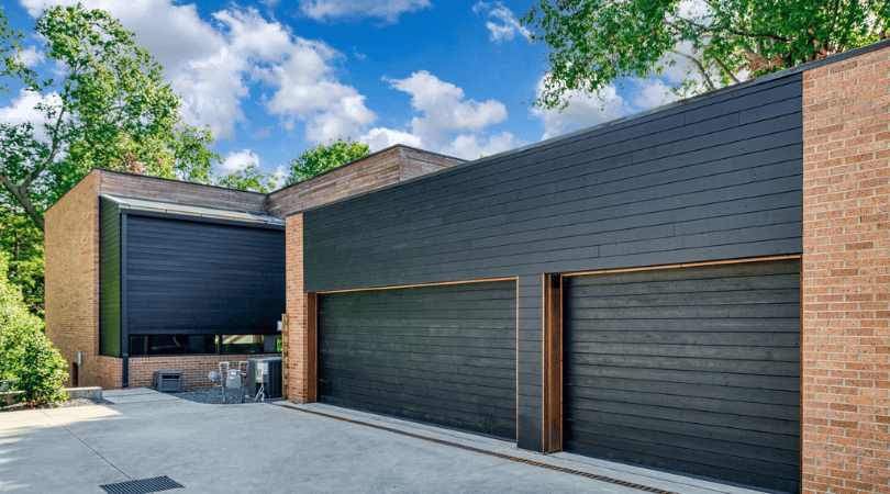 modern horizontal plank garage doors