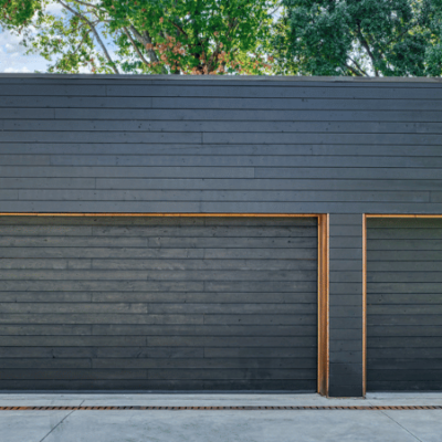 black horizontal plank garage doors