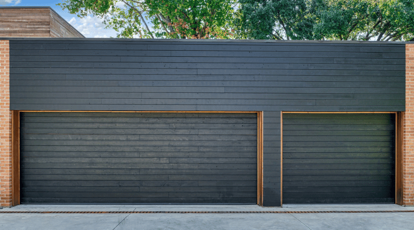 black horizontal plank garage doors