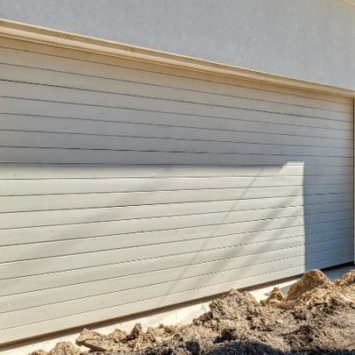 White Painted Horizontal Plank Wood Garage Doors