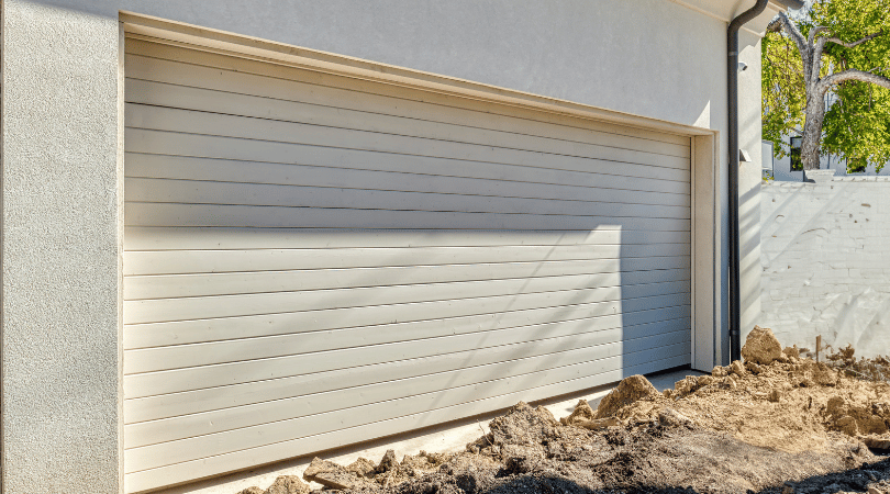 White Painted Horizontal Plank Wood Garage Doors