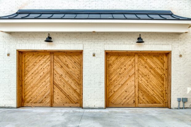 9x8 cedar garage doors for a sport court