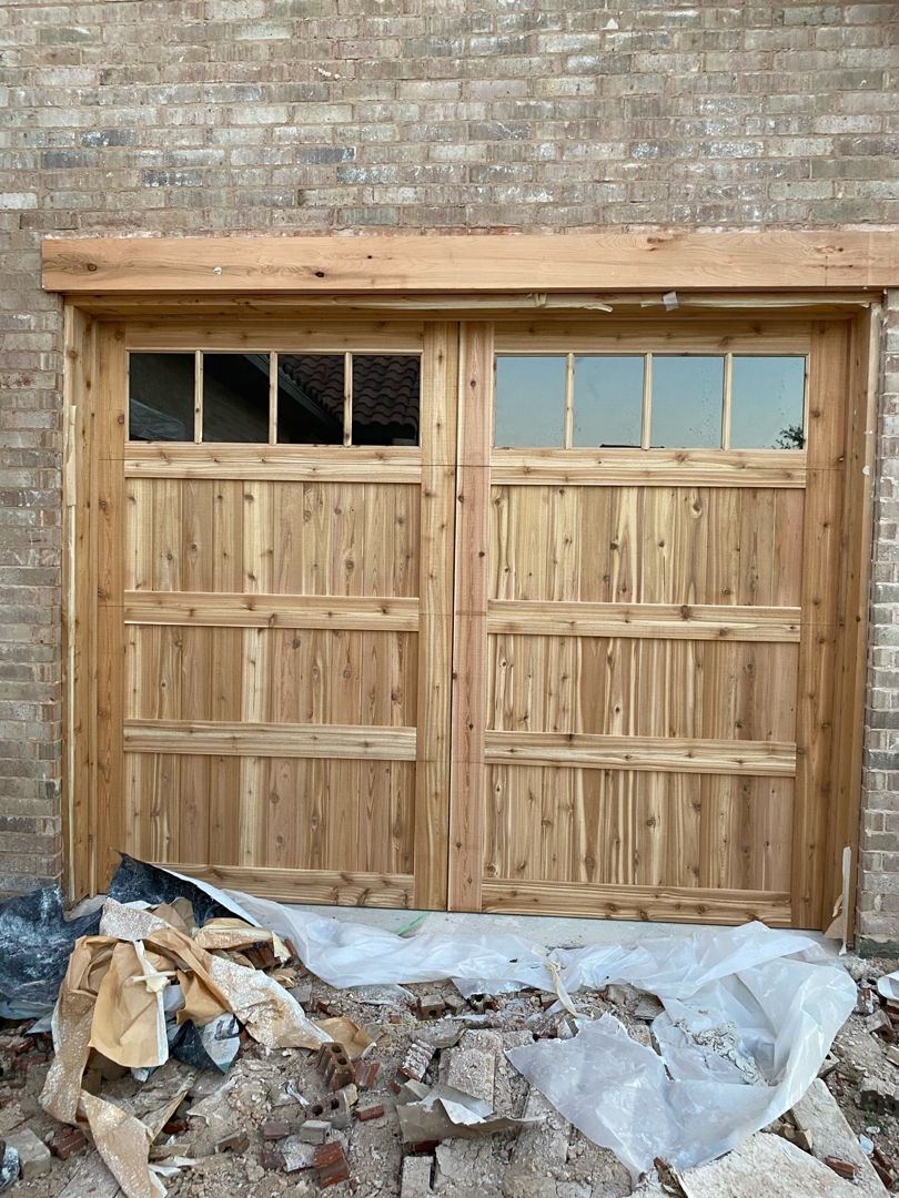 cedar sectional overhead garage door with glass 00003