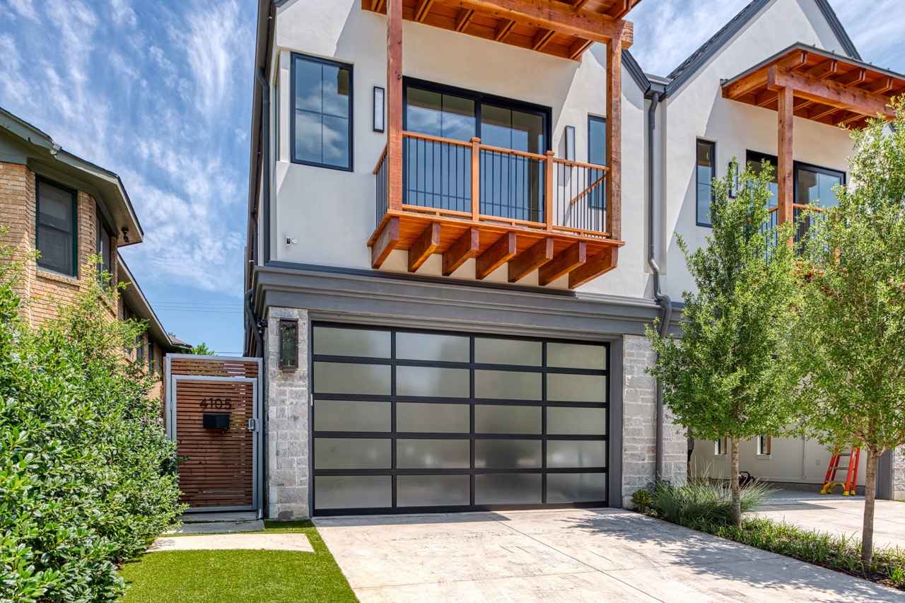 glass garage door installation with black frame dallas texas