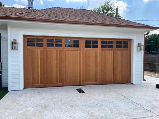 18x9 douglas fir garage door with clear stain