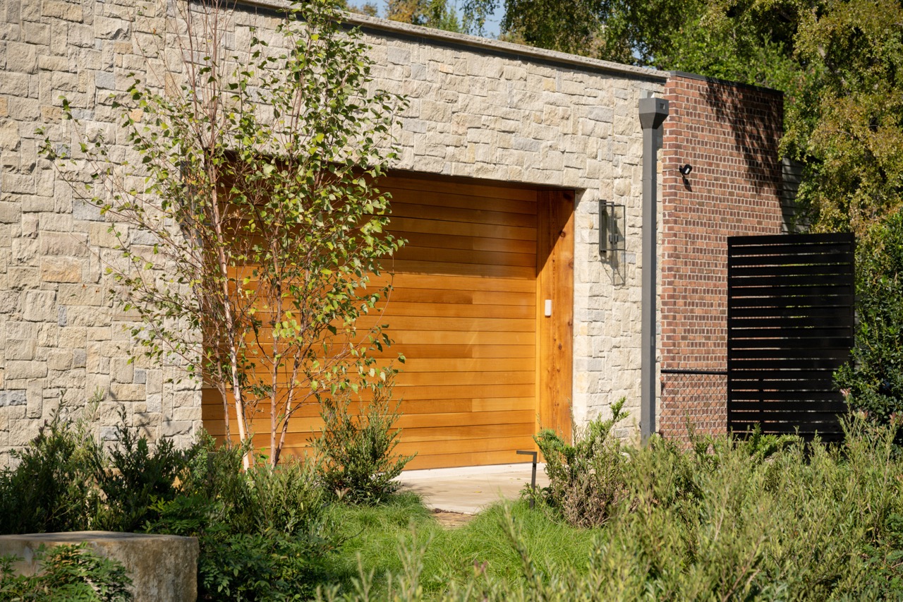 20x9 white oak garage door horizontal plank design
