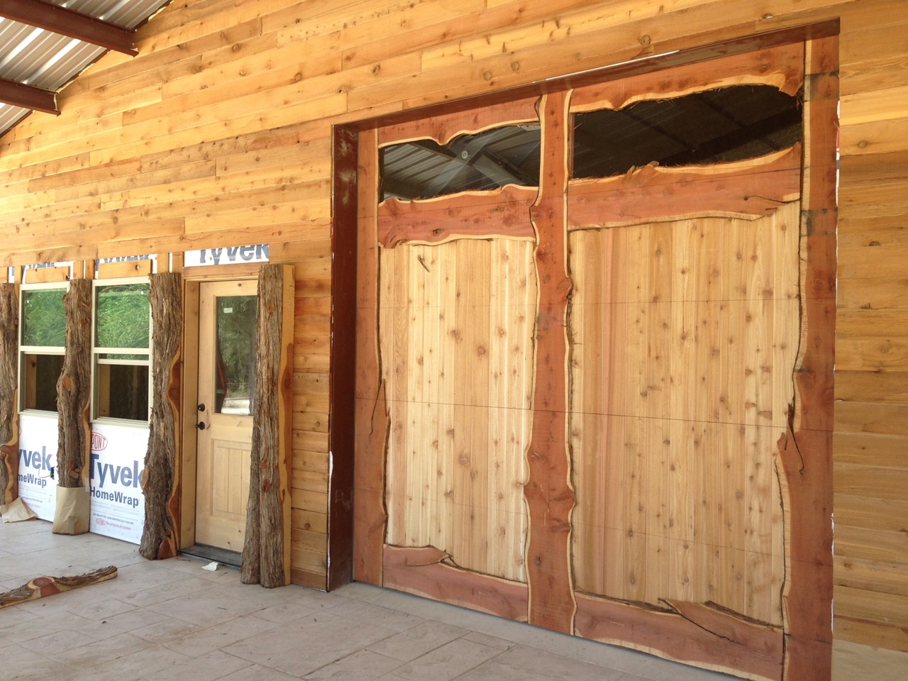 eastern red cedar live edge garage door
