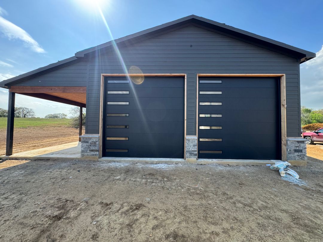 black flush panel garage doors