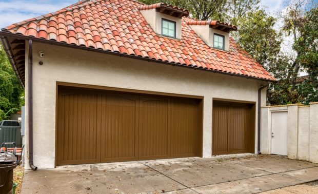 glossy wood garage door