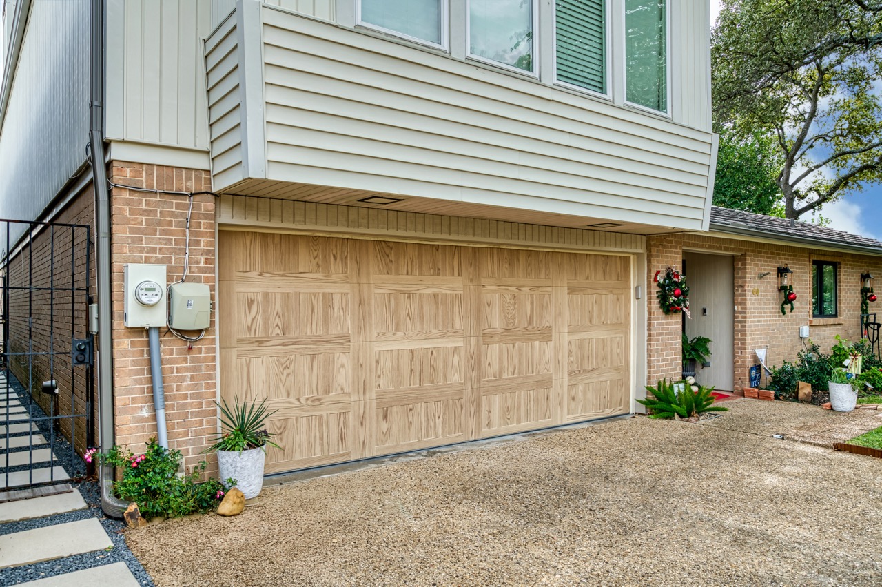 white oak steel garage door